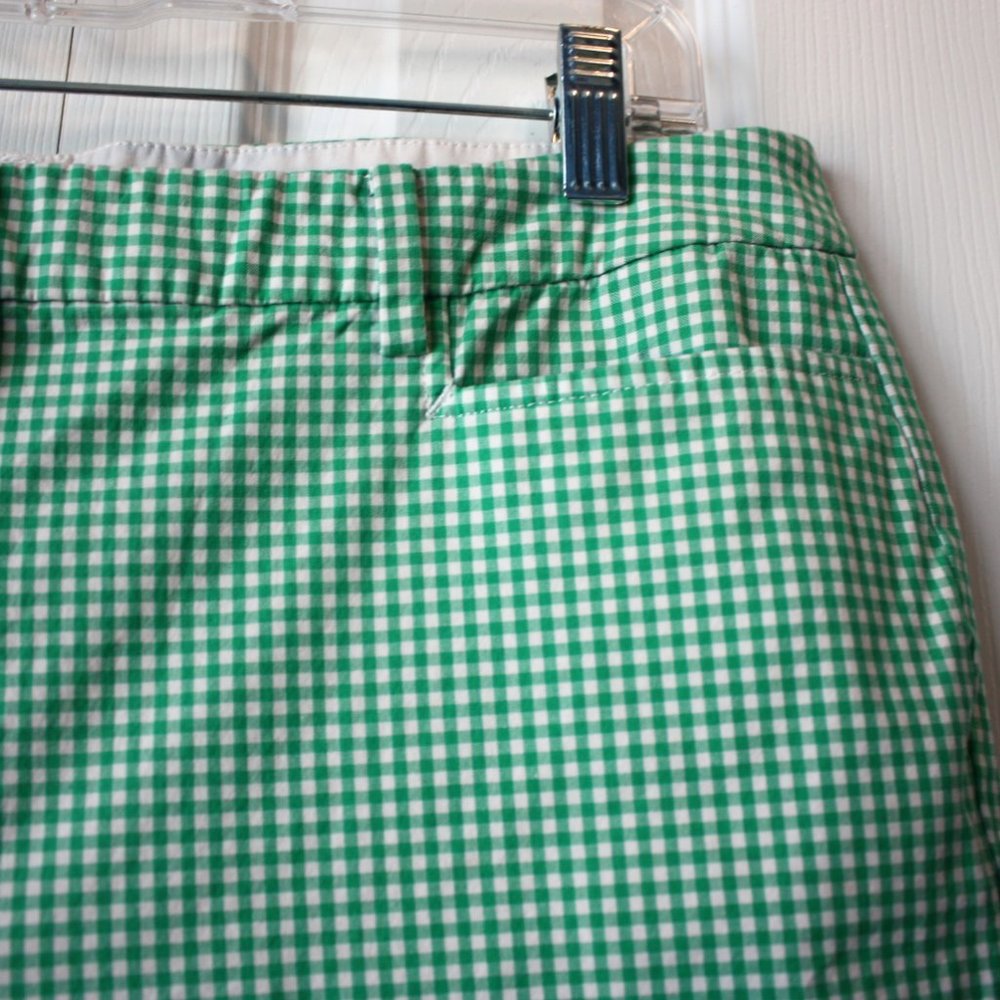 Talbots Size 12 Green Gingham Plaid Perfect Skimmer Cropped Pant - Picture 3 of 7